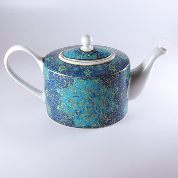 222 Fifth PTS International Eva Opulent Blue Teapot with Lid 4 Cup Fine China - Picture 2 of 6